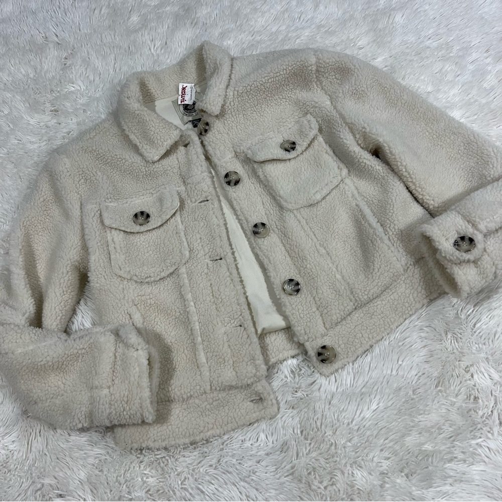 Ashley Vintage Charm Cream Button Up Sherpa Jacket Woman’s Small NWT